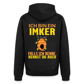 Imker Honig Imkerei - Unisex Premium Bio Zip Hoodie - Schwarz - Hinten - Nico (187cm)