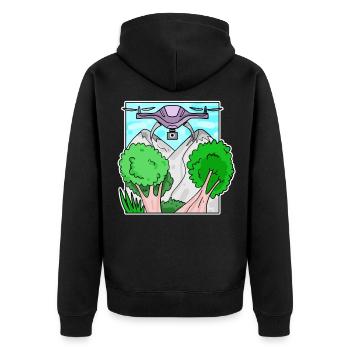Drohne - Unisex Premium Bio Zip Hoodie - Schwarz - Hinten - Nico (187cm)