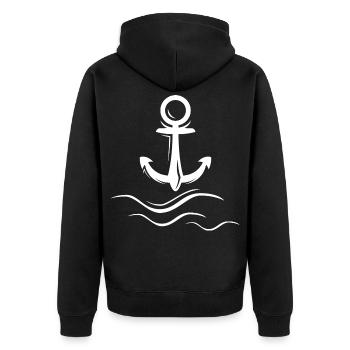 waves anchor wave wave waves anchor logo icon - Unisex Premium Organic Zip Hoodie - black - Back - Nico (187cm)