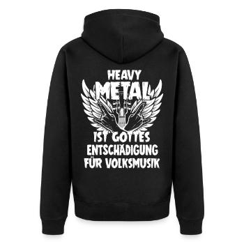 Heavy Metal Musik Geschenk - Unisex Premium Bio Zip Hoodie - Schwarz - Hinten - Nico (187cm)