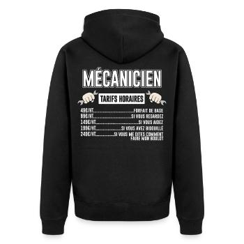 Mécanicien Tarifs Horaires - Veste à capuche bio Premium Unisexe - noir - Dos - Nico (187cm)