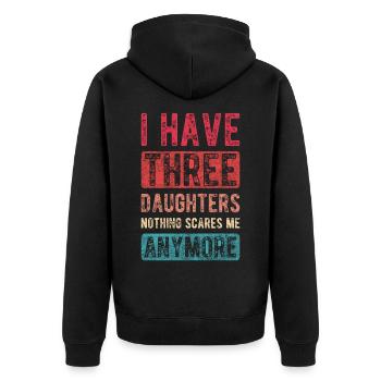 Ich habe 3 Töchter Mama Papa Muttertag Vatertag - Unisex Premium Bio Zip Hoodie - Schwarz - Hinten - Nico (187cm)