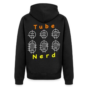 Vacuum Tube Nerd - Unisex Premium Bio Zip Hoodie - Schwarz - Hinten - Nico (187cm)