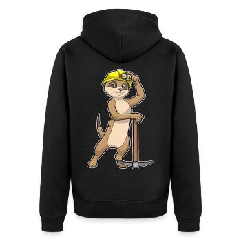 Erdmännchen Bergarbeiter Spitzhacke Bergbau - Unisex Premium Bio Zip Hoodie - Schwarz - Hinten - Nico (187cm)