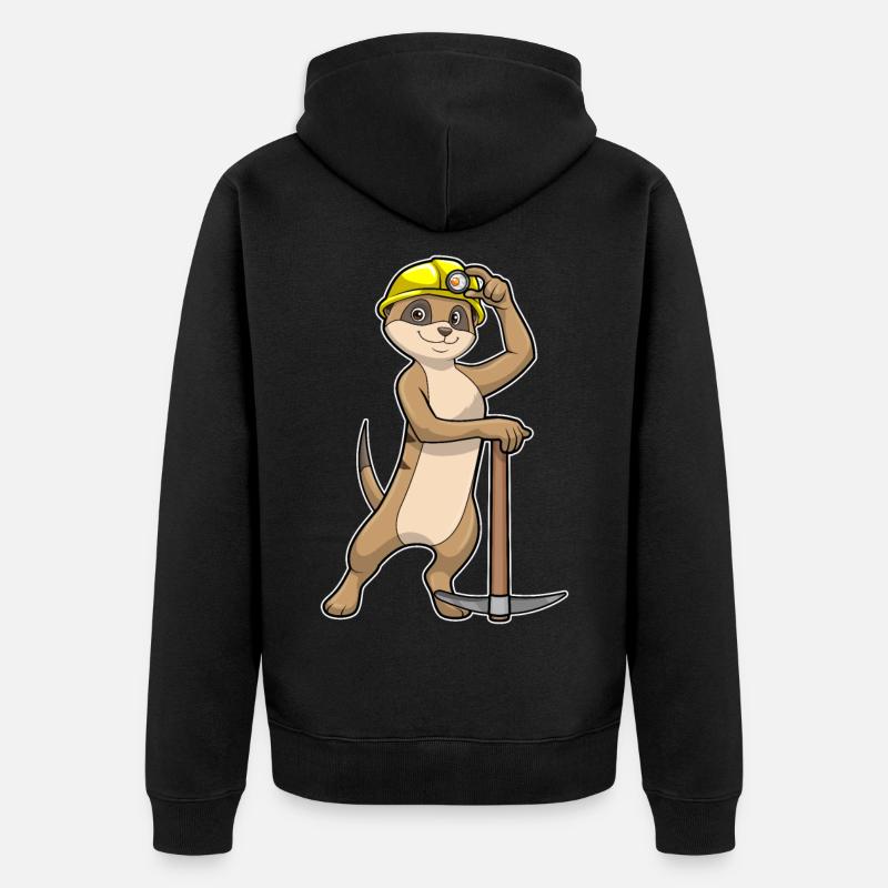 Suricate comme mineur avec pioche - Veste à capuche bio Premium Unisexe - noir