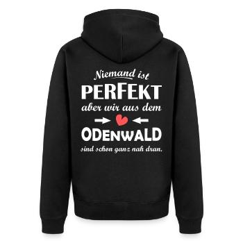 Odenwald - Unisex Premium Bio Zip Hoodie - Schwarz - Hinten - Nico (187cm)