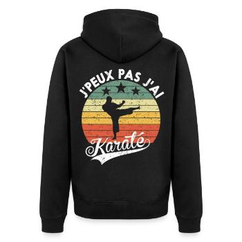 Ich kann nicht, ich habe Karate Geschenk für Amateure - Unisex Premium Bio Zip Hoodie - Schwarz - Hinten - Nico (187cm)