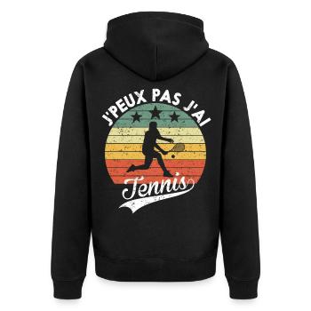 J peux pas j ai tennis humour - Veste à capuche bio Premium Unisexe - noir - Dos - Nico (187cm)