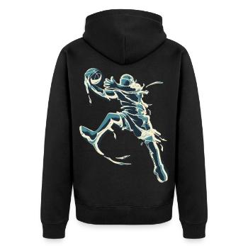Basket - basket-ball en bleu - Jordan - Veste à capuche bio Premium Unisexe - noir - Dos - Nico (187cm)