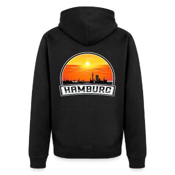 Hambourg Allemagne Skyline Vintage Sunset Voyage Souv - Veste à capuche bio Premium Unisexe - noir - Dos - Nico (187cm)