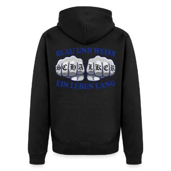 Schalker Ruhrgebiet Ruhrpott Blau Weiß Geschenk - Unisex Premium Bio Zip Hoodie - Schwarz - Hinten - Nico (187cm)