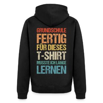 Einschulung 5.Klasse Grundschule Realschule Gymn - Unisex Premium Bio Zip Hoodie - Schwarz - Hinten - Nico (187cm)