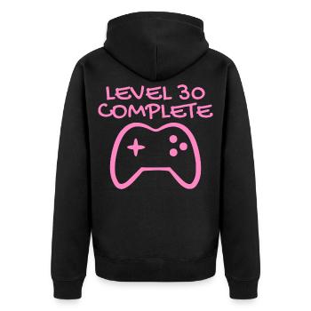 30 anniversaire - Niveau 30 Complete - Gamer 30 ans - Veste à capuche bio Premium Unisexe - noir - Dos - Nico (187cm)