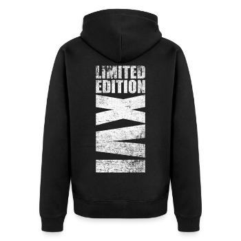 Limited Edition 16. Geburtstag römische Zahlen - Unisex Premium Bio Zip Hoodie - Schwarz - Hinten - Nico (187cm)