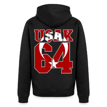 Usak 64 Drapeau de la Turquie - Veste à capuche bio Premium Unisexe - noir - Dos - Nico (187cm)