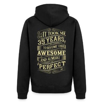 35th birthday - Unisex Premium Organic Zip Hoodie - black - Back - Nico (187cm)