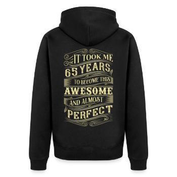 65. Geburtstag - Unisex Premium Bio Zip Hoodie - Schwarz - Hinten - Nico (187cm)