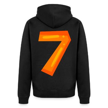 7 - Unisex Premium Bio Zip Hoodie - Schwarz - Hinten - Nico (187cm)