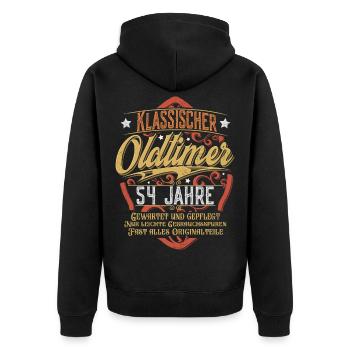 54. Geburtstag Oldtimer - Unisex Premium Bio Zip Hoodie - Schwarz - Hinten - Nico (187cm)