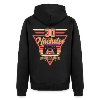 30. Geburtstag Level Freigeschaltet - Unisex Premium Bio Zip Hoodie - Schwarz - Hinten - Nico (187cm)