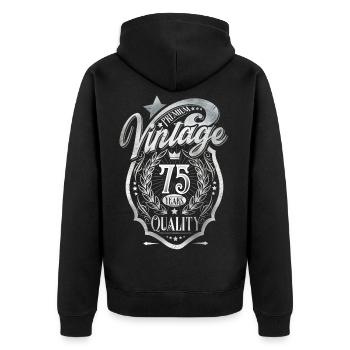75th Birthday Vintage - Unisex Premium Organic Zip Hoodie - black - Back - Nico (187cm)