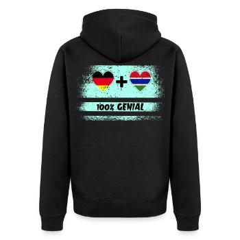 Germany and Gambia 100% Ingenious / Gift - Unisex Premium Organic Zip Hoodie - black - Back - Nico (187cm)