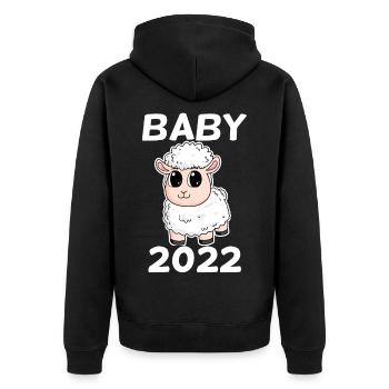 Baby 2022 - Neugeborenes 2022 Baby Geschenk - Unisex Premium Bio Zip Hoodie - Schwarz - Hinten - Nico (187cm)