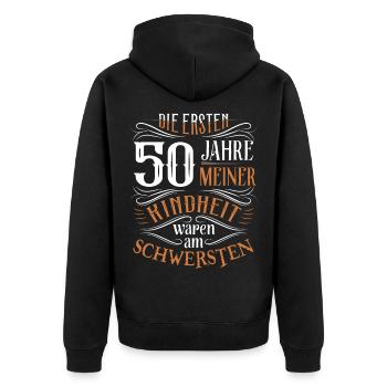 50. Geburtstag Kindheit Lustig - Unisex Premium Bio Zip Hoodie - Schwarz - Hinten - Nico (187cm)