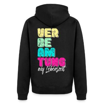 Verbeamtung Auf Lebenszeit Beamtin 4 Life Beamte - Unisex Premium Bio Zip Hoodie - Schwarz - Hinten - Nico (187cm)