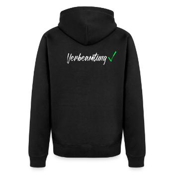 Verbeamtung Auf Lebenszeit Beamtin Beamte Geschenk - Unisex Premium Bio Zip Hoodie - Schwarz - Hinten - Nico (187cm)