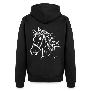 Tête de cheval illustration cheval - Veste à capuche bio Premium Unisexe - noir - Dos - Nico (187cm)