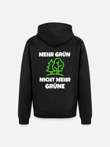 GRÜNE: Mehr Grün - nicht mehr Grüne! - Unisex Premium Bio Zip Hoodie - Schwarz