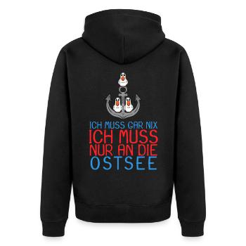 Ostsee Anker Möwe Geschenk - Unisex Premium Bio Zip Hoodie - Schwarz - Hinten - Nico (187cm)