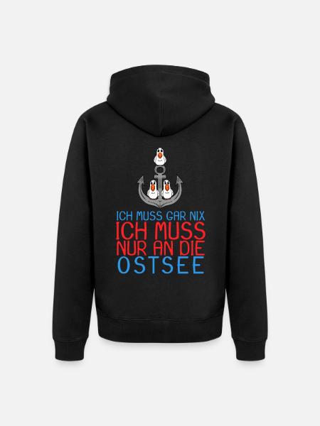 Ostsee Anker Möwe Geschenk - Unisex Premium Bio Zip Hoodie - Schwarz