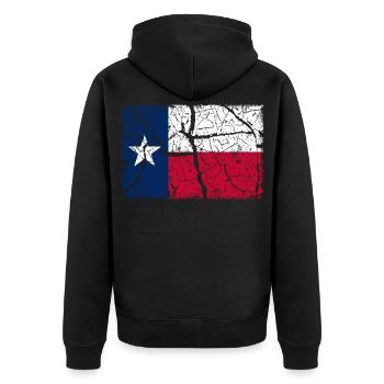 Texas Vintage - Unisex Premium Bio Zip Hoodie - Schwarz - Hinten - Nico (187cm)