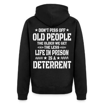 Don't Piss Off Old People - Veste à capuche bio Premium Unisexe - noir - Dos - Nico (187cm)