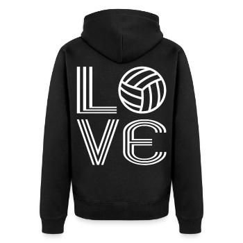 Volleyball-Volleyball - Unisex Premium Bio Zip Hoodie - Schwarz - Hinten - Nico (187cm)