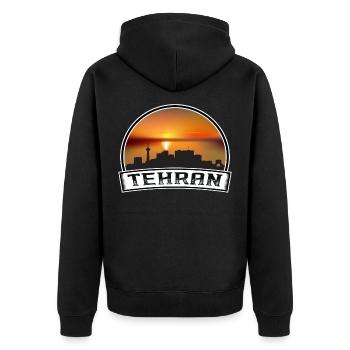 Tehran Iran Skyline Vintage Sunset Travel Souvenir - Unisex Premium Organic Zip Hoodie - black - Back - Nico (187cm)