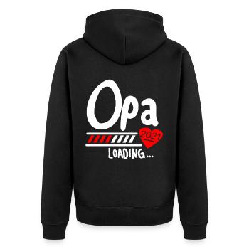 Opa Loading 2021 - Unisex Premium Bio Zip Hoodie - Schwarz - Hinten - Nico (187cm)