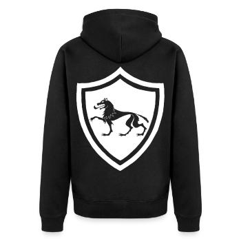Symbole du loup blanc médiéval - Veste à capuche bio Premium Unisexe - noir - Dos - Nico (187cm)