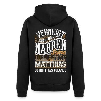 Matthias - Unisex Premium Bio Zip Hoodie - Schwarz - Hinten - Nico (187cm)