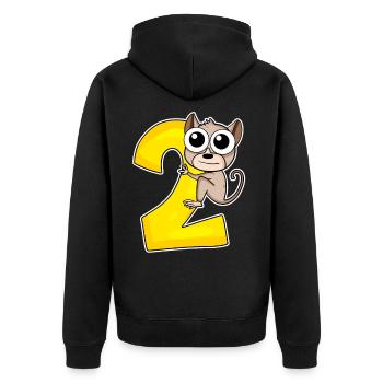 2 Jahre - Tarsier - Koboldmaki - 2. Geburtstag - Unisex Premium Bio Zip Hoodie - Schwarz - Hinten - Nico (187cm)