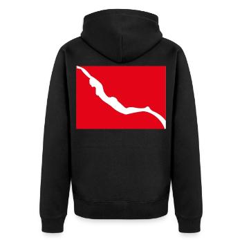 Freediving Flag with Girl Freediver - Unisex Premium Organic Zip Hoodie - black - Back - Nico (187cm)