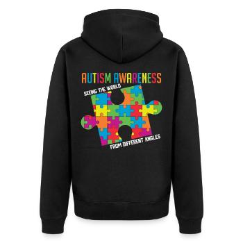 Seeing The World From Different Angles - Unisex Premium Organic Zip Hoodie - black - Back - Nico (187cm)