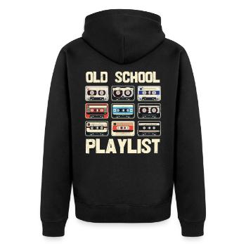 Kassettenband Musik Old School Playlist - Unisex Premium Bio Zip Hoodie - Schwarz - Hinten - Nico (187cm)