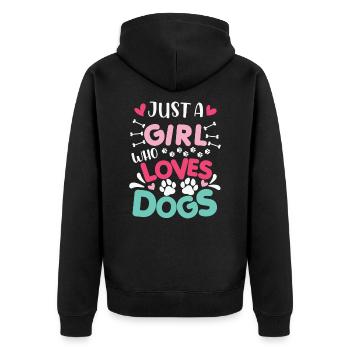 Juste une fille qui aime chien drôle amoureux des chiens - Veste à capuche bio Premium Unisexe - noir - Dos - Nico (187cm)