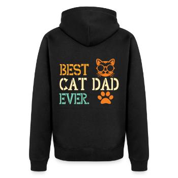 Vintage Beste Katze Papa Ever Cat Daddy - Unisex Premium Bio Zip Hoodie - Schwarz - Hinten - Nico (187cm)