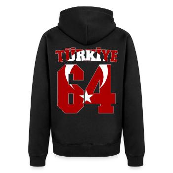 Usak 64 Türkiye - Veste à capuche bio Premium Unisexe - noir - Dos - Nico (187cm)