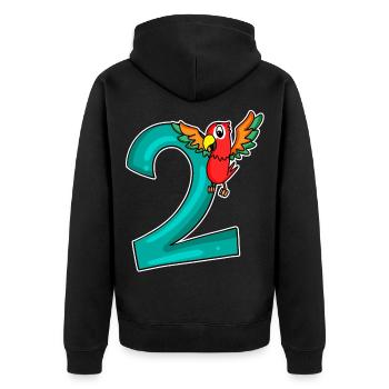 2nd birthday - 2 years old - parrot motif - Unisex Premium Organic Zip Hoodie - black - Back - Nico (187cm)