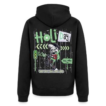 Fahrrad Park Tour - Unisex Premium Bio Zip Hoodie - Schwarz - Hinten - Nico (187cm)